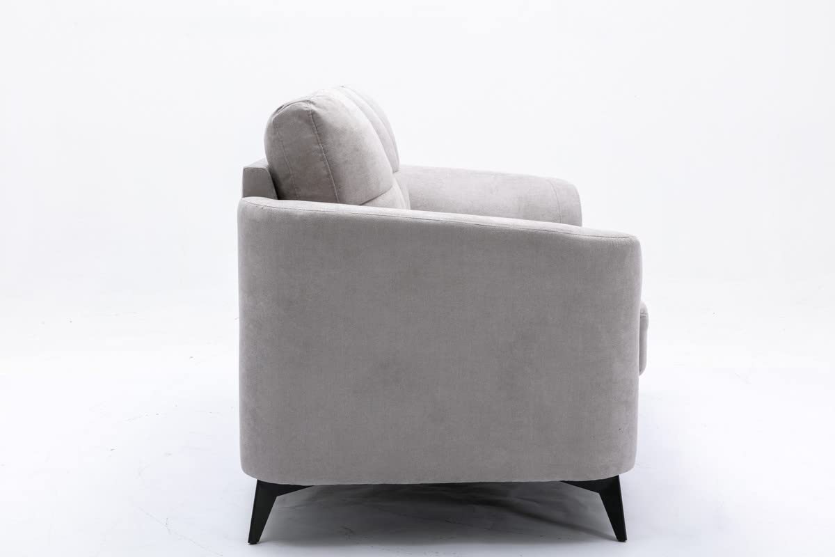 Light Gray Woven Fabric Upholstered Loveseat 60 Inch T380