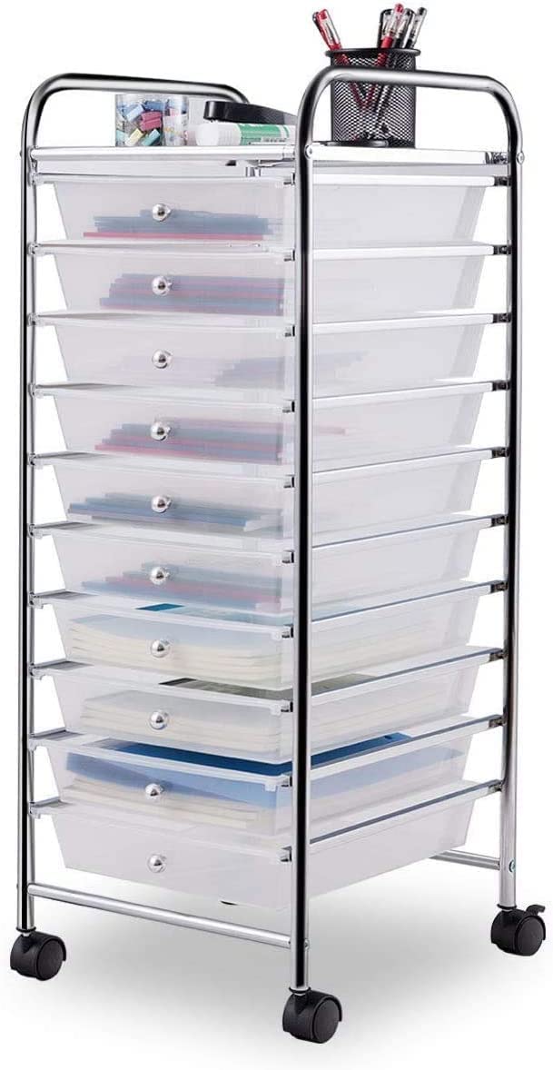10 Drawer Multicolor Rolling Storage Cart M789