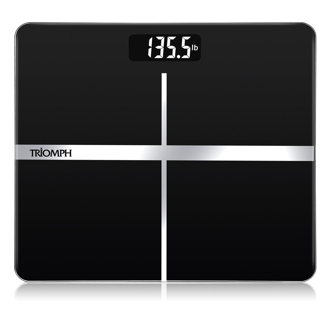Black Digital Bathroom Scale with Backlit Display D7305