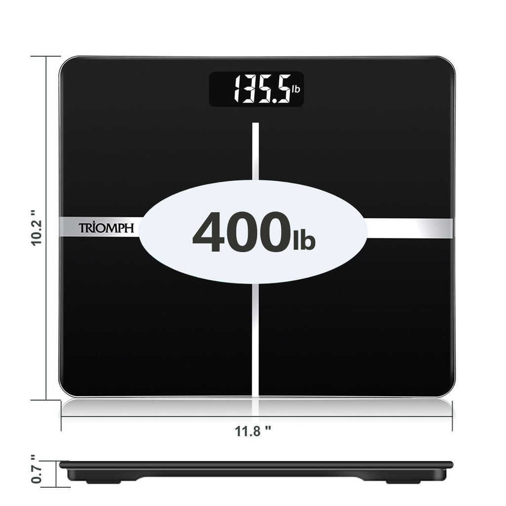 Black Digital Bathroom Scale with Backlit Display D7305
