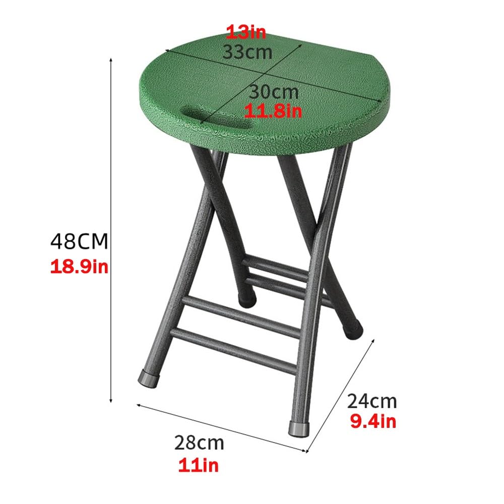 Folding Stool, 18in Portable Collapsible Bar Stool with Handle, Foldable Lightweight Camping Chair Stool for Outdoor Indoor Kitchen Bar, Assembly Free(Black,White Frame) B230565