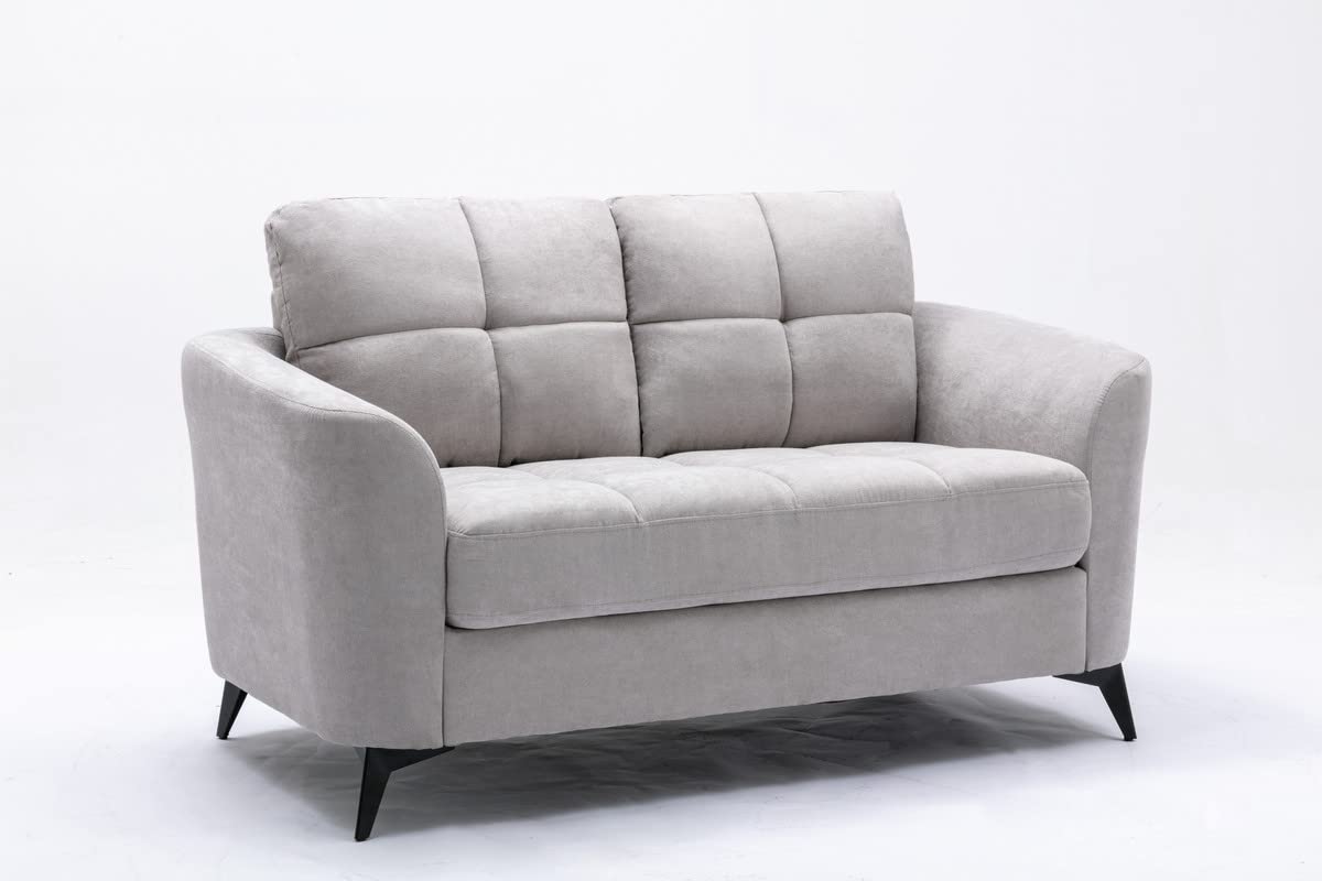 Light Gray Woven Fabric Upholstered Loveseat 60 Inch T380