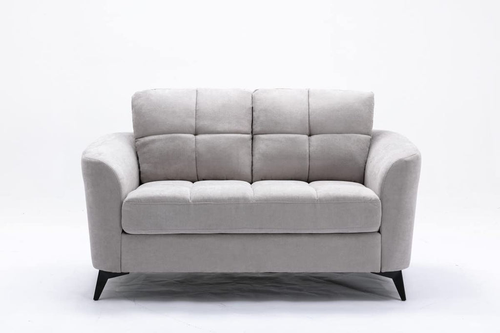 Light Gray Woven Fabric Upholstered Loveseat 60 Inch T380