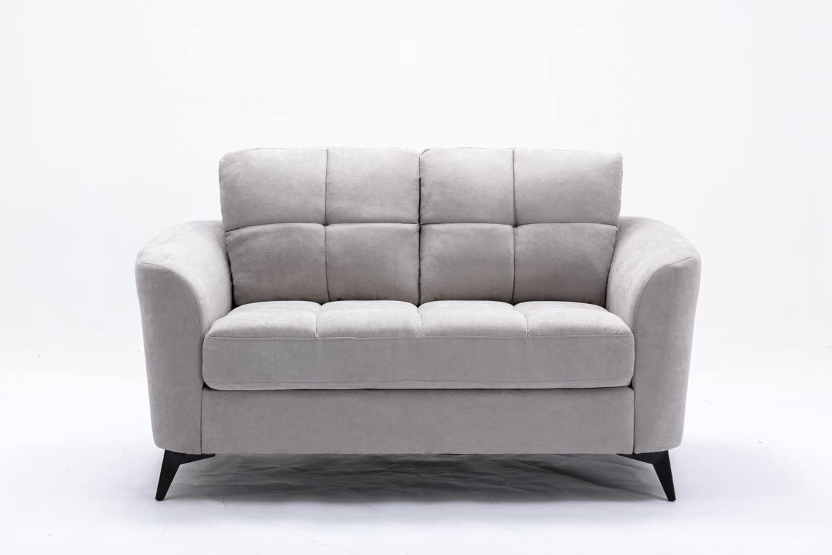 Light Gray Woven Fabric Upholstered Loveseat 60 Inch T380