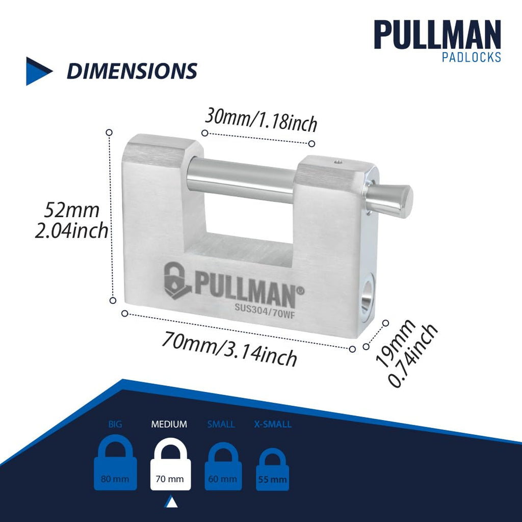 Heavy Duty Keyed Alike Padlocks with 4 Keys 2 Pack 70mm T4311