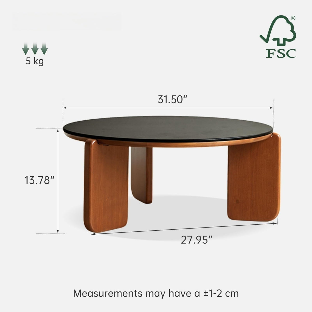 31.5" Round Sintered Stone Top Coffee Table X5049