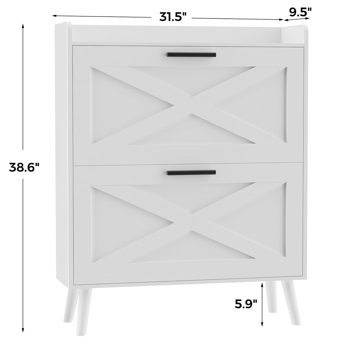 Farmhouse Shoe Storage Cabinet with Flip Drawers C5682