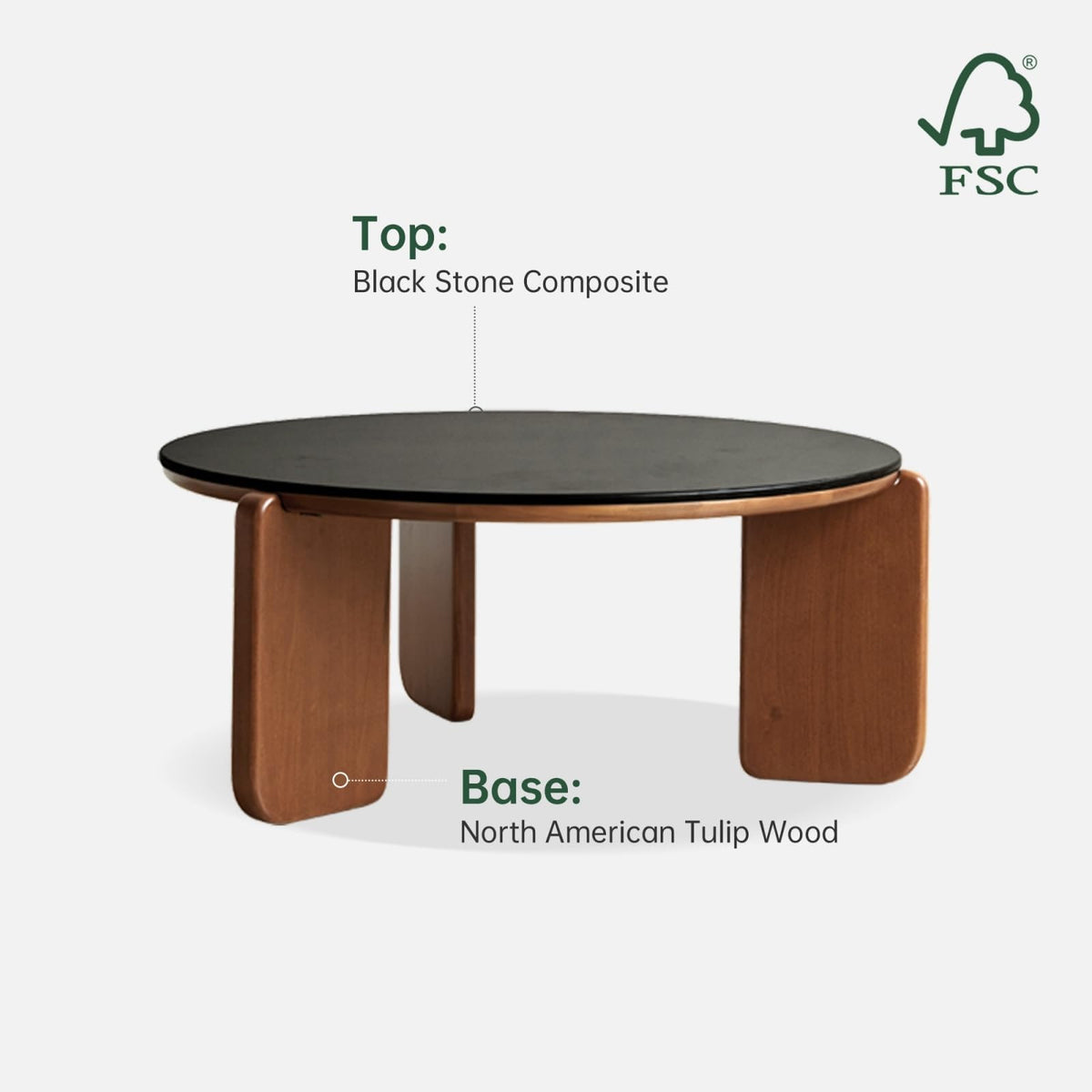 31.5" Round Sintered Stone Top Coffee Table X5049