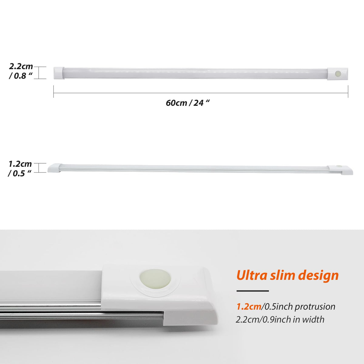 12volt DC LED Under Cabinet Strip Light, Warm White, with Switch, 23.6 inch J1428