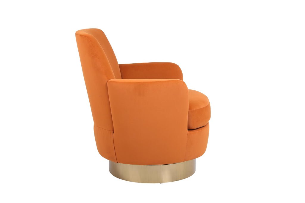 Orange Velvet Swivel Tufted Armchair N623