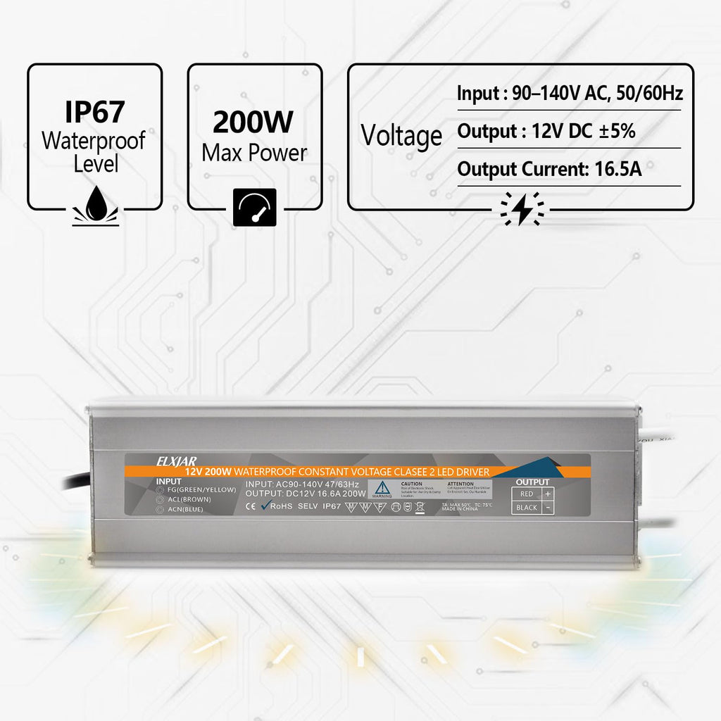 200W 12V IP67 LED Power Supply Driver X739191