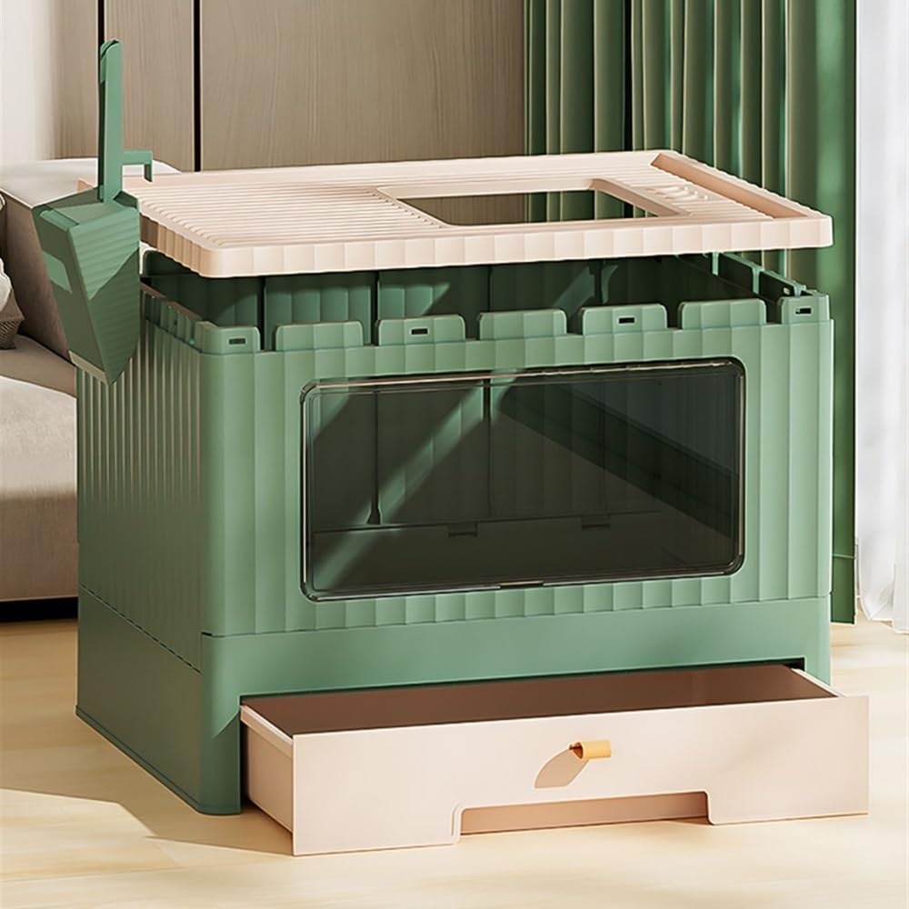 Foldable Cat Litter Box with Lid & Scoop I846923