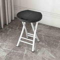 Folding Stool, 18in Portable Collapsible Bar Stool with Handle, Foldable Lightweight Camping Chair Stool for Outdoor Indoor Kitchen Bar, Assembly Free(Black,White Frame) B230565