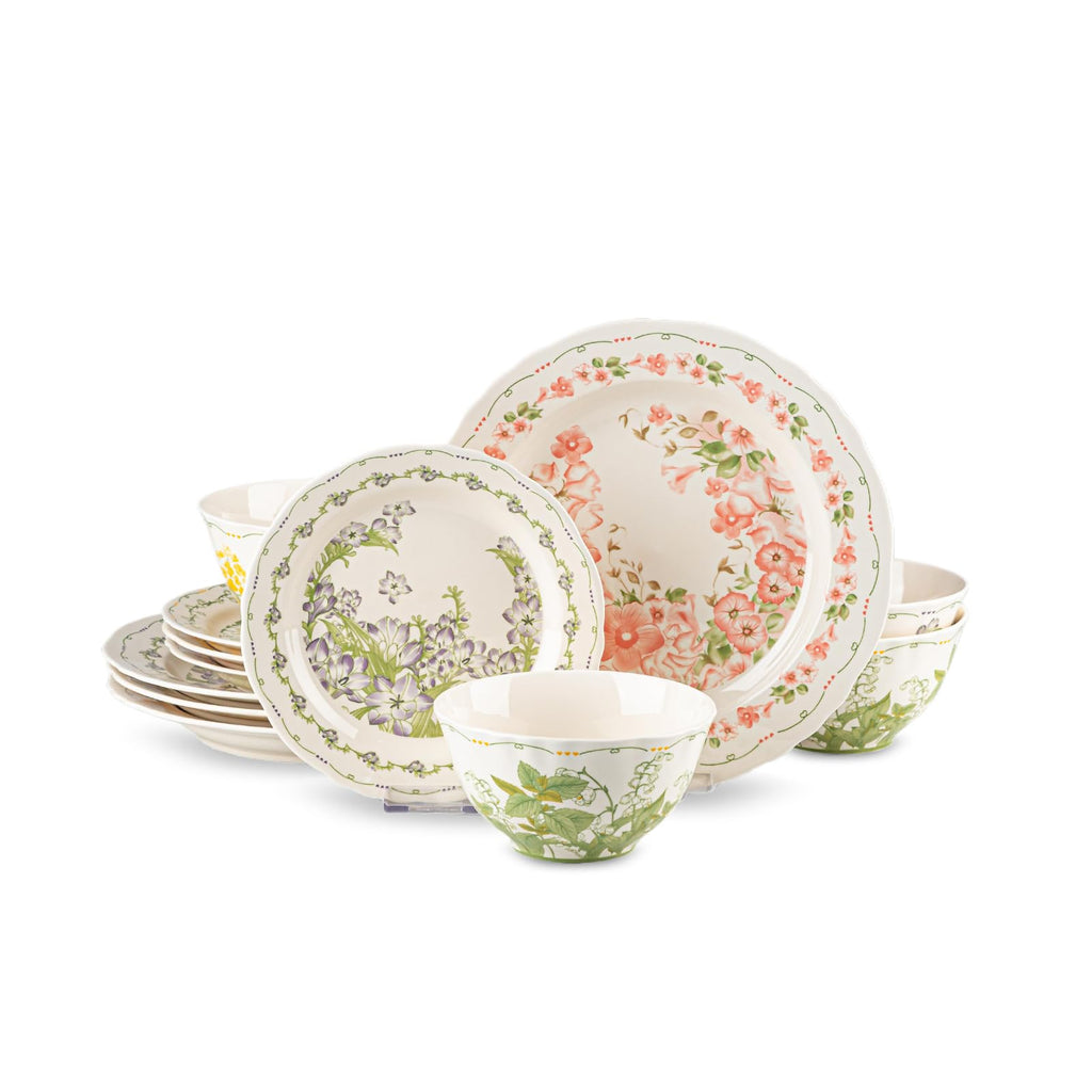 12-Piece Ceramic Dinnerware Set, Service for 4, Cream White D39793