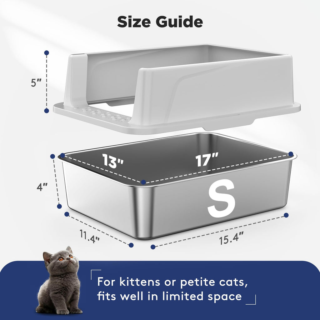 2 Pack Stainless Steel Cat Litter Box with Lid Z15418