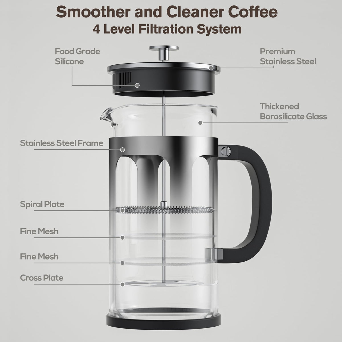 34oz Heat Resistant Glass Stainless Steel French Press Coffee Maker X60283