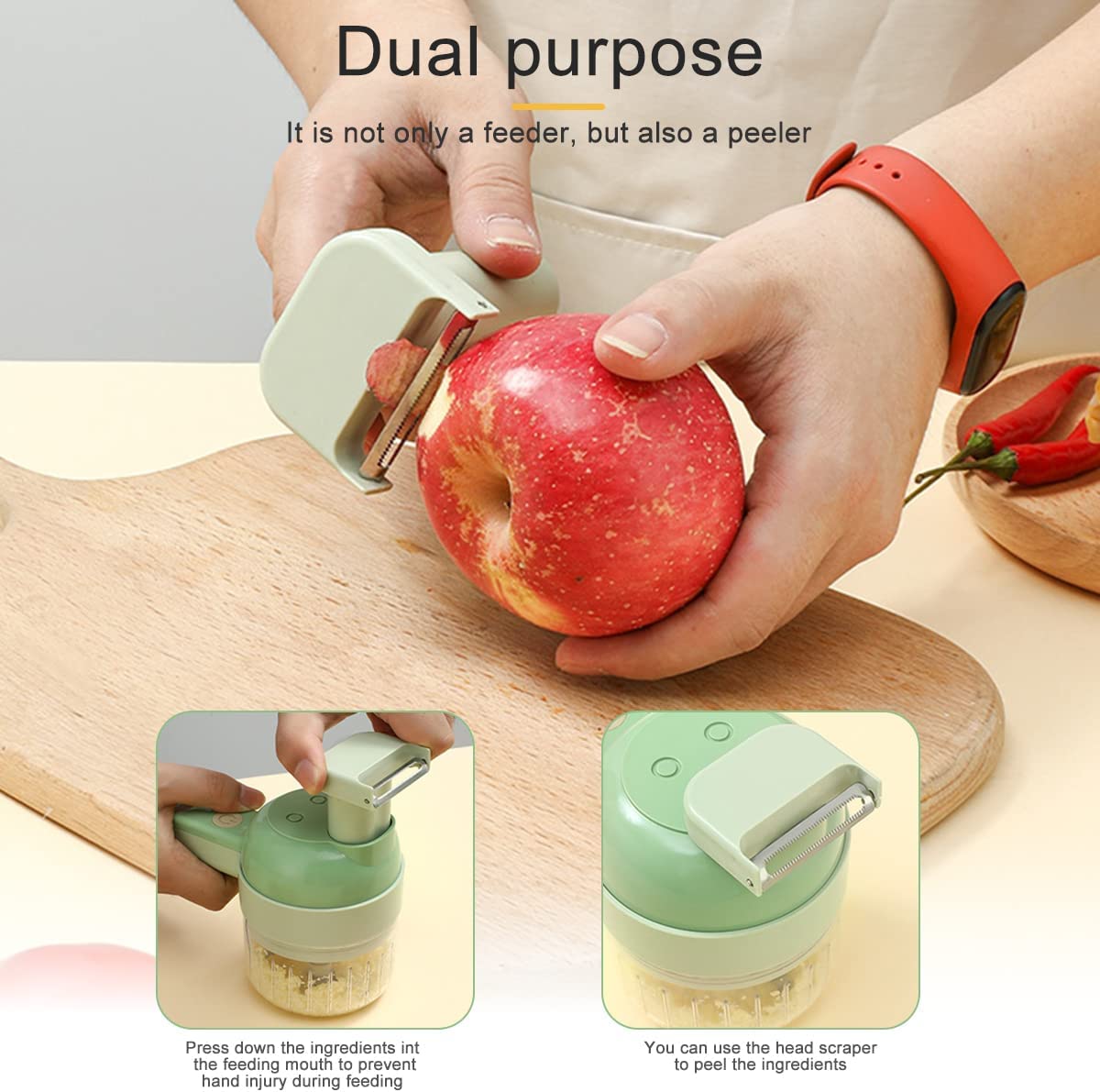 4 in 1 Handheld Electric Vegetable Cutter Set USB Rechargeable O856910
