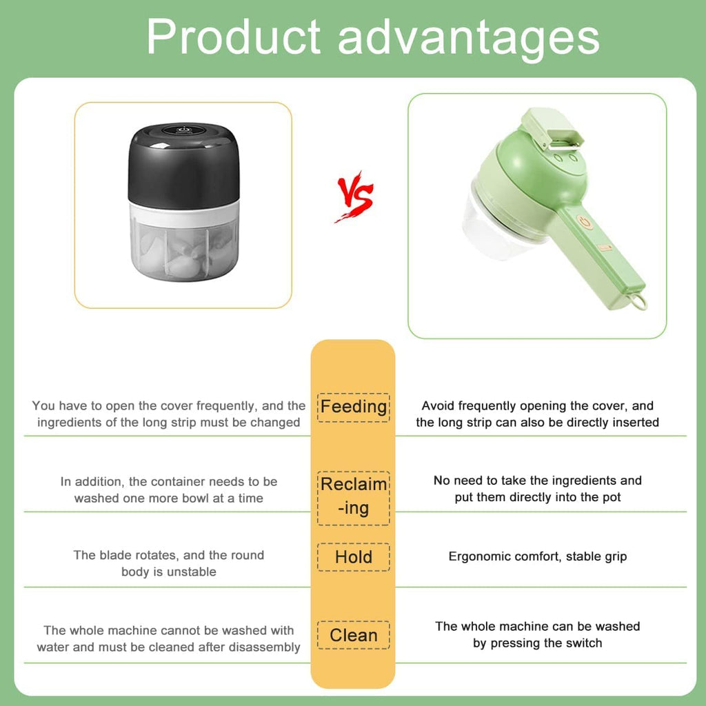 4 in 1 Handheld Electric Vegetable Cutter Set USB Rechargeable O856910