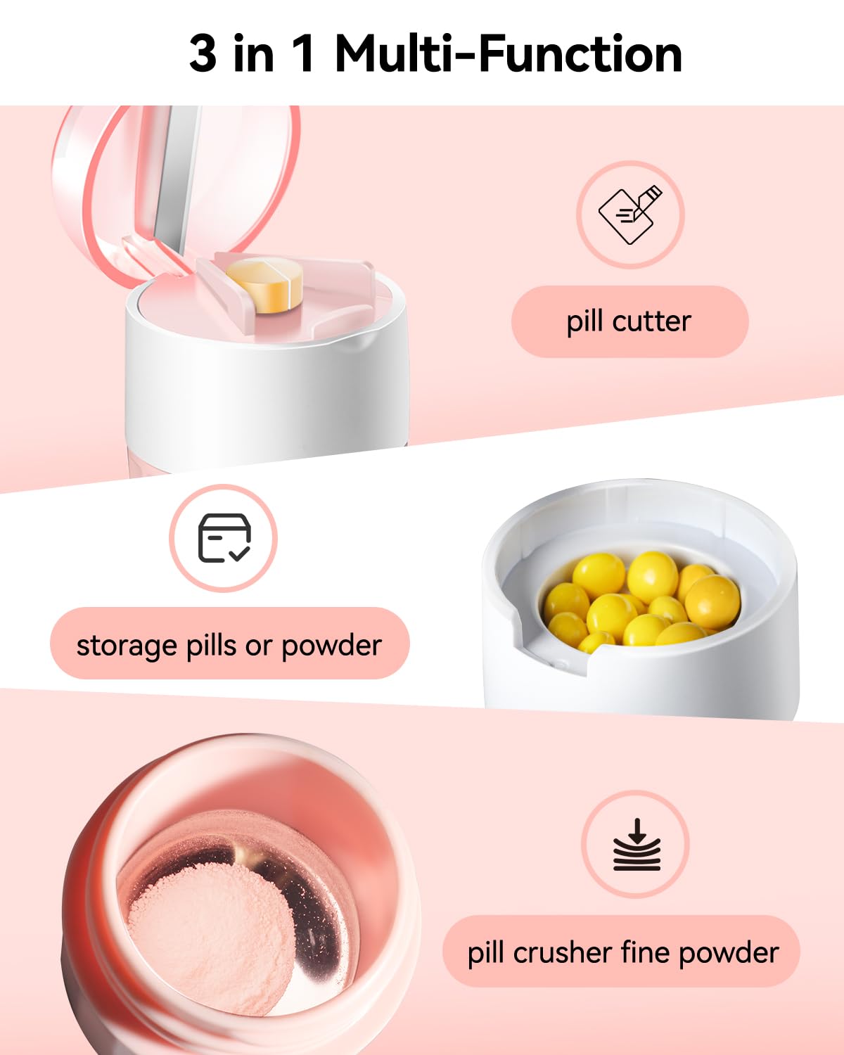Pink 3-in-1 Pill Crusher E99504