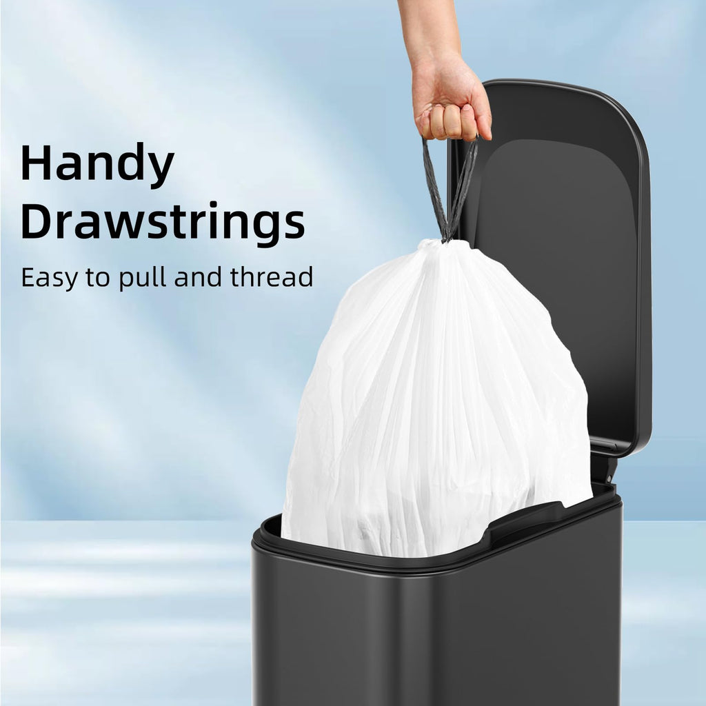 1.6 Gallon Mini Drawstring Trash Bags, 120 Counts White Trash Bin Liners G65280