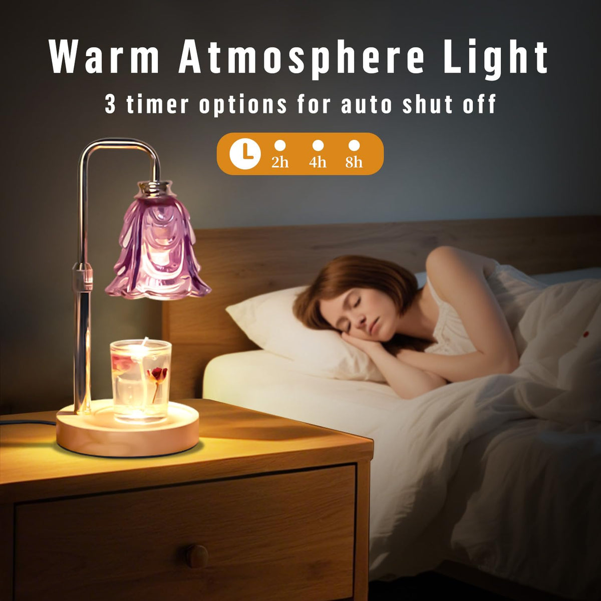Adjustable Height Dimmable Candle Warmer Lamp with Timer H227351