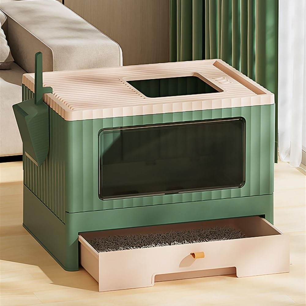 Foldable Cat Litter Box with Lid & Scoop I846923