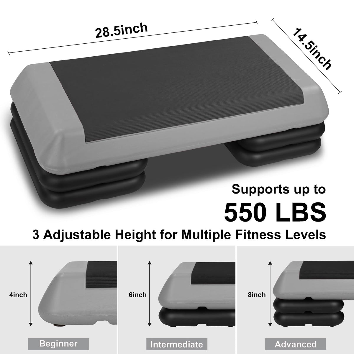 Adjustable Aerobic Stepper with 4 Risers P877