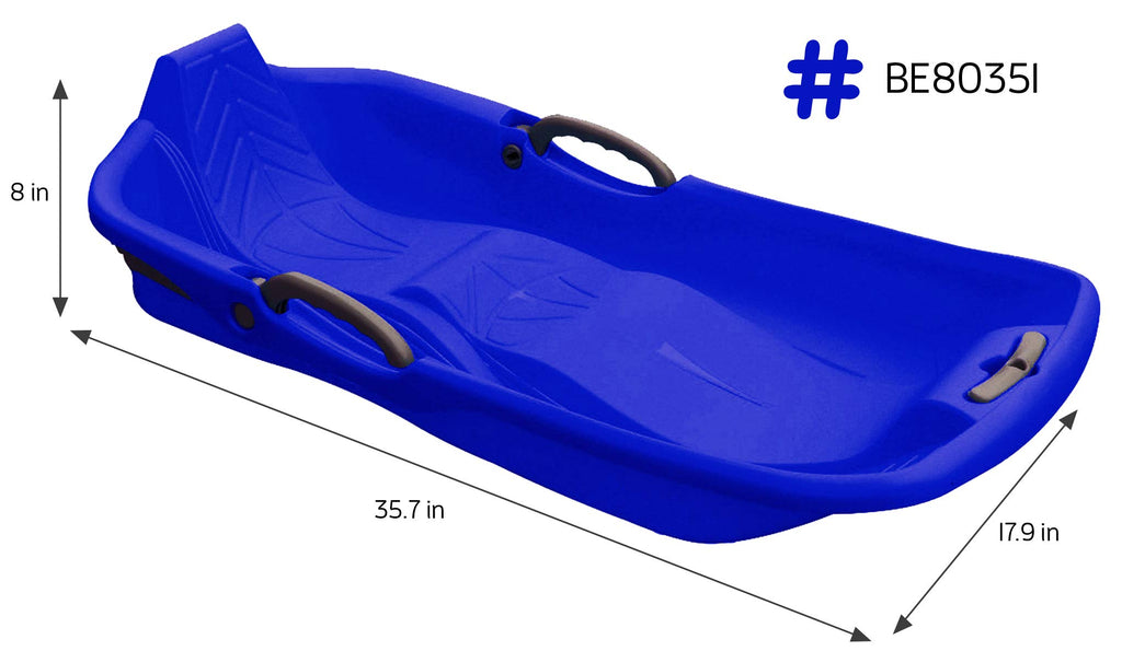 Blue Plastic Toboggan Snow Sled with Brake & Handle Cord Y382073