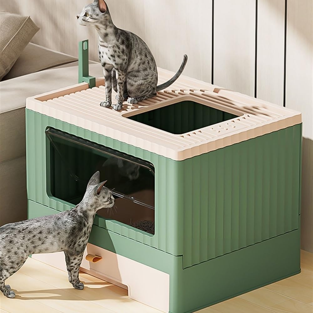 Foldable Cat Litter Box with Lid & Scoop I846923