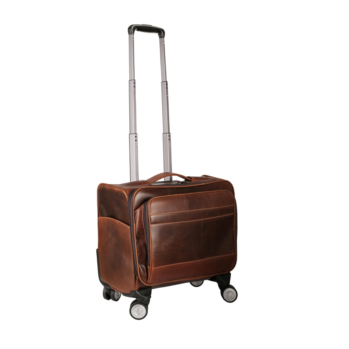 Leather Rolling Briefcase with Trolley Handle K724789