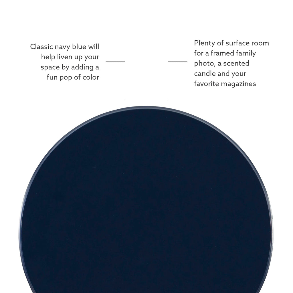 Round Navy Blue Pedestal Accent Table H956512