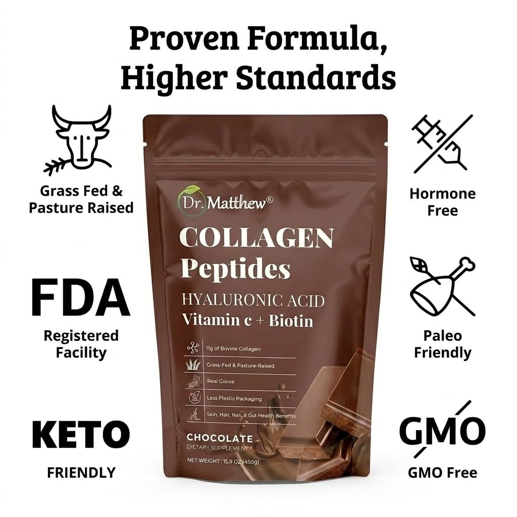 Chocolate Collagen Peptides Powder with Hyaluronic Acid and Vitamin C S256