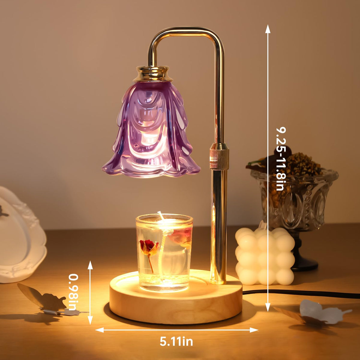 Adjustable Height Dimmable Candle Warmer Lamp with Timer H227351