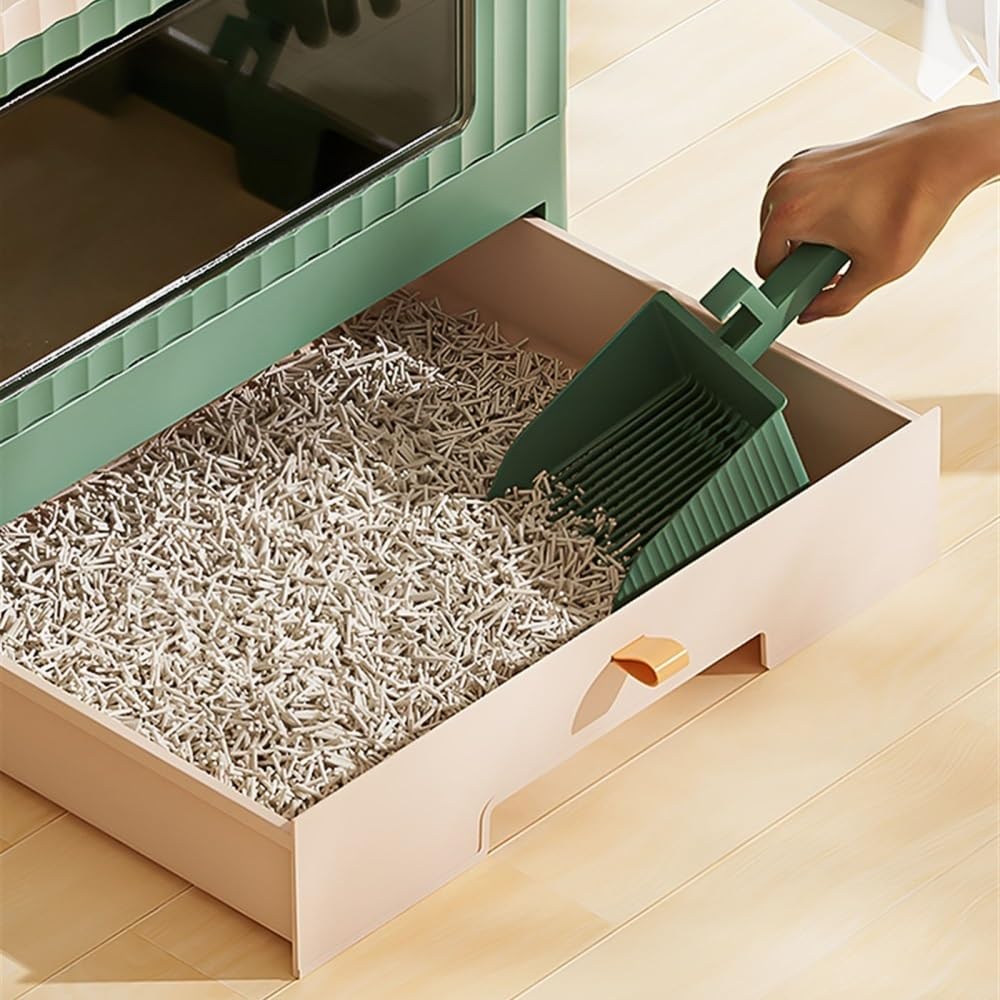 Foldable Cat Litter Box with Lid & Scoop I846923