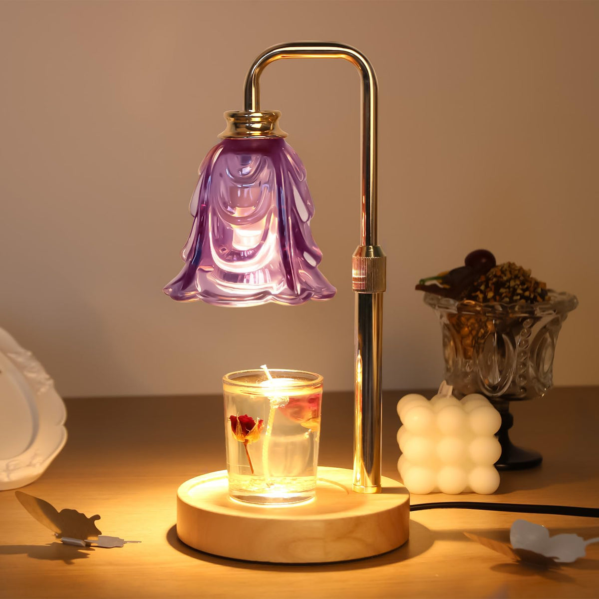 Adjustable Height Dimmable Candle Warmer Lamp with Timer H227351