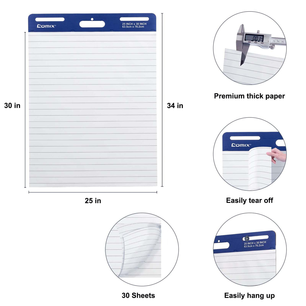 Lined Sticky Easel Pad 25 x 30 Inches 30 Sheets 4 Pads U2473