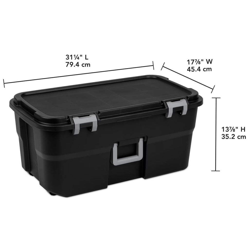 22 Gallon Black Wheeled Plastic Storage Trunk with Handle M453555