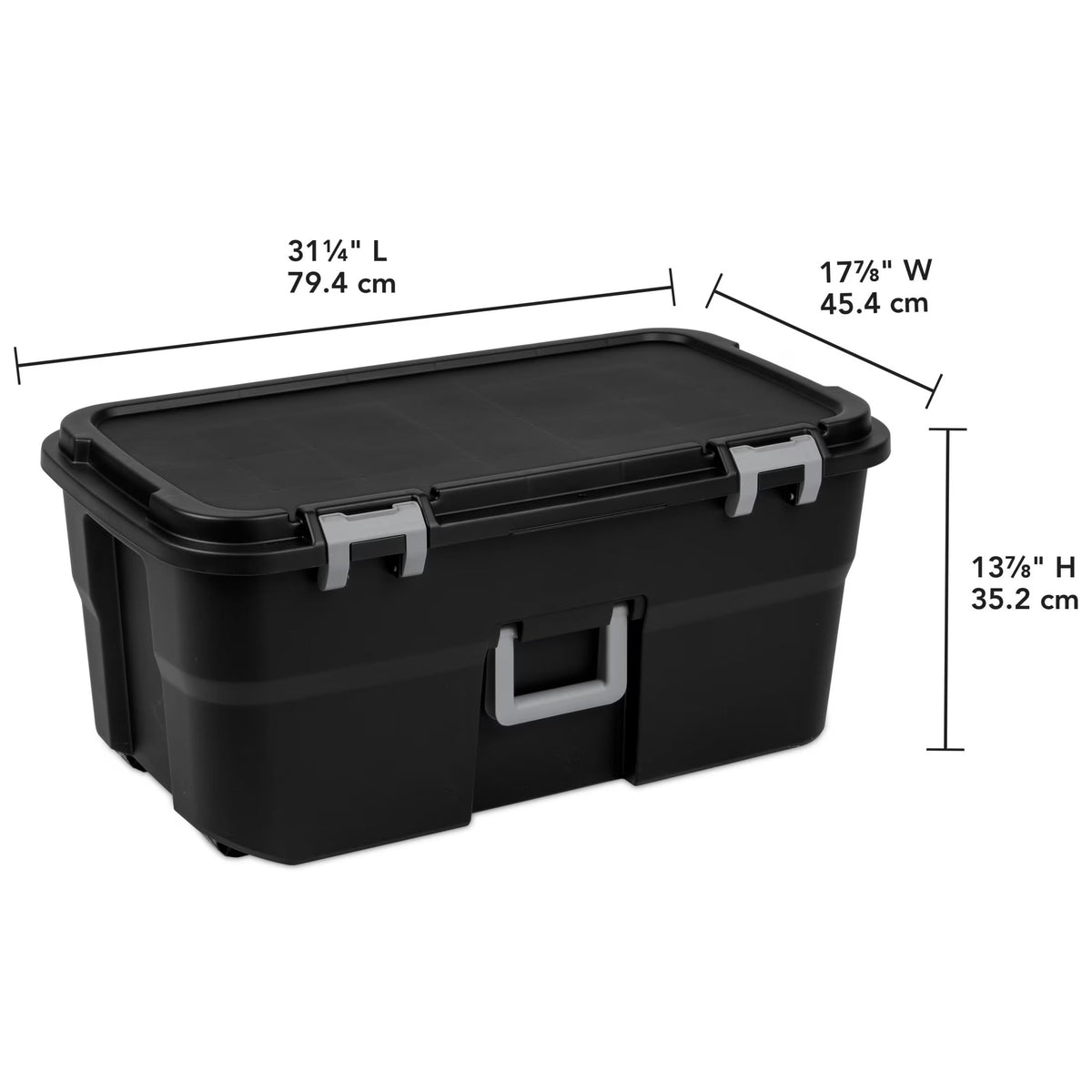 22 Gallon Black Wheeled Plastic Storage Trunk with Handle M453555