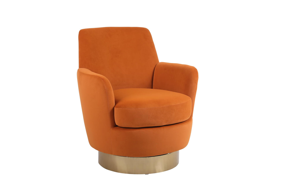 Orange Velvet Swivel Tufted Armchair N623