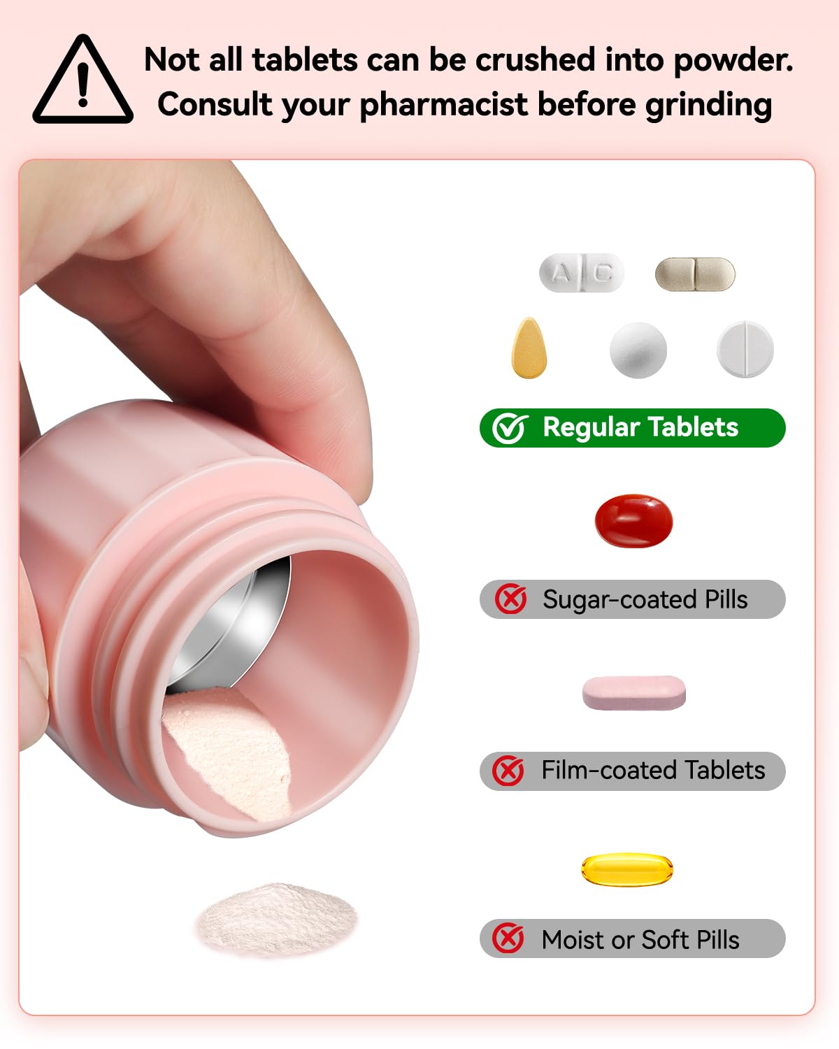 Pink 3-in-1 Pill Crusher E99504