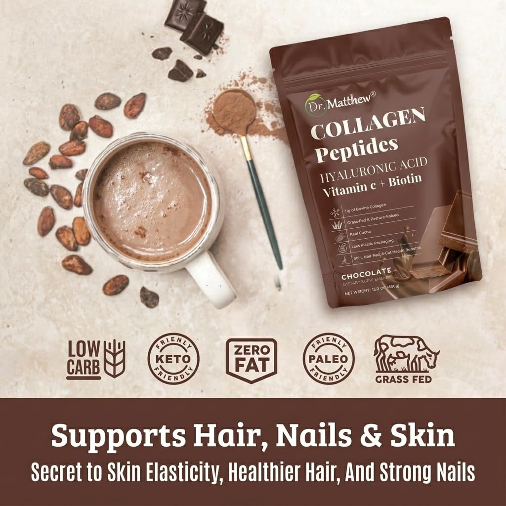 Chocolate Collagen Peptides Powder with Hyaluronic Acid and Vitamin C S256