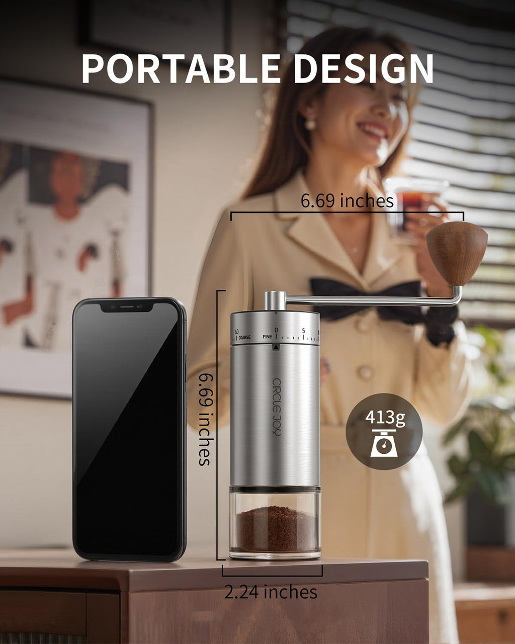 Manual Stainless Steel Burr Coffee Grinder S3230