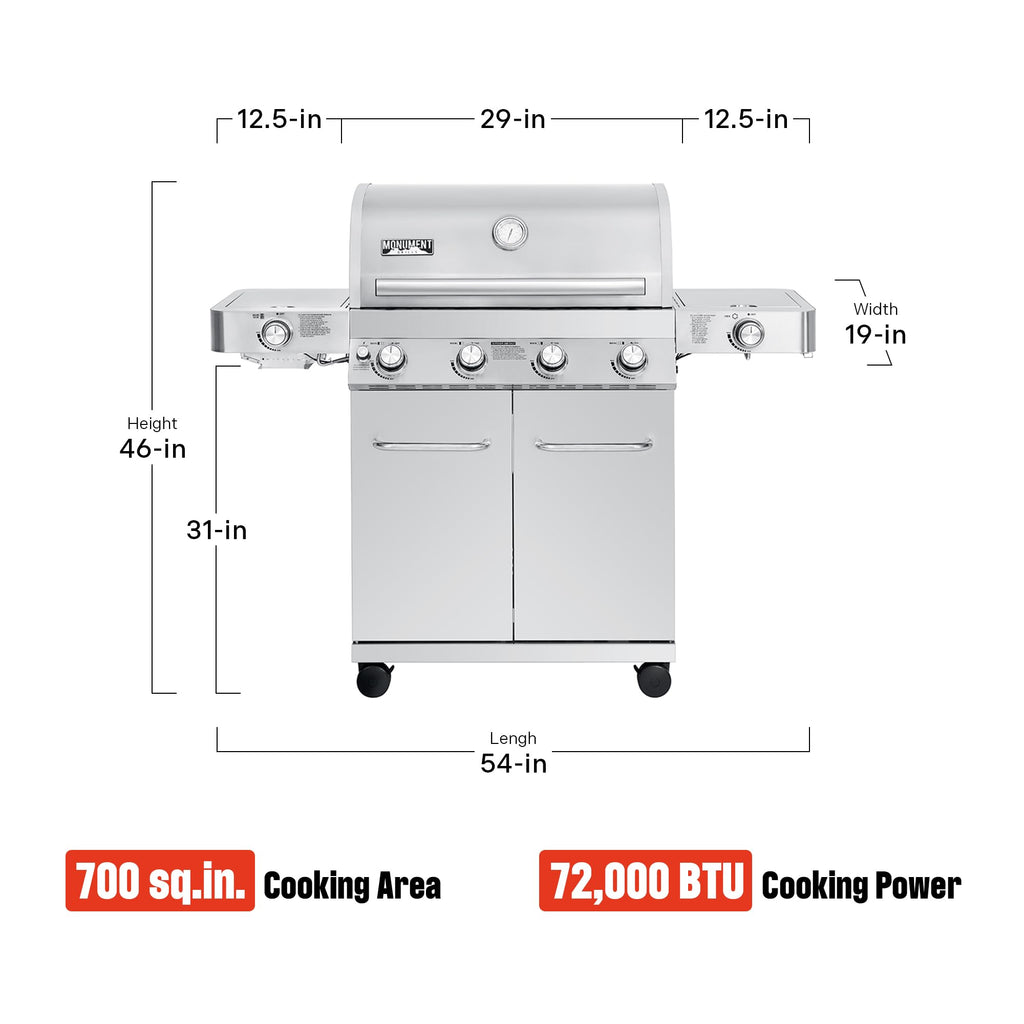 4+2 Burner Propane Gas Grill Stainless Steel X6872