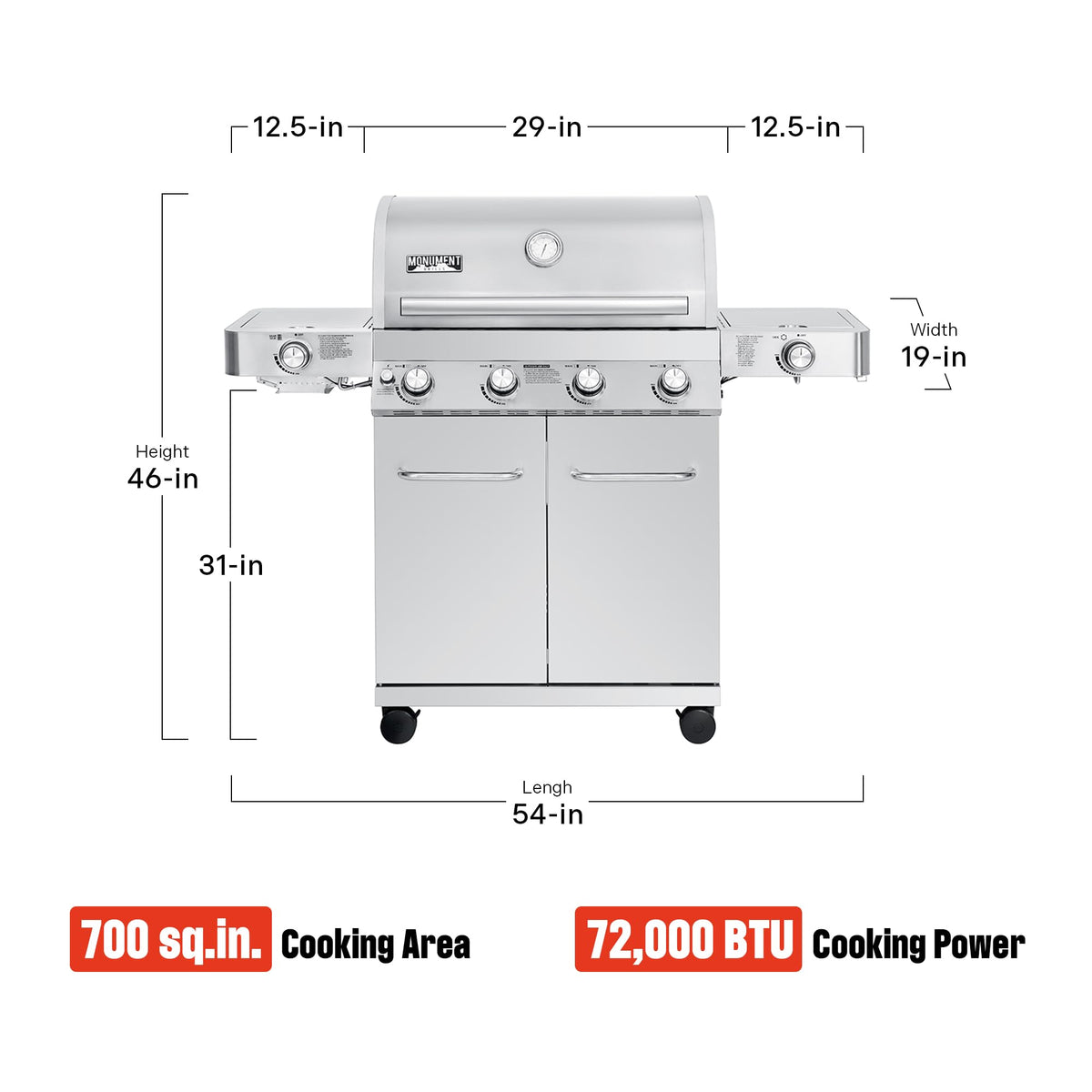 4+2 Burner Propane Gas Grill Stainless Steel X6872