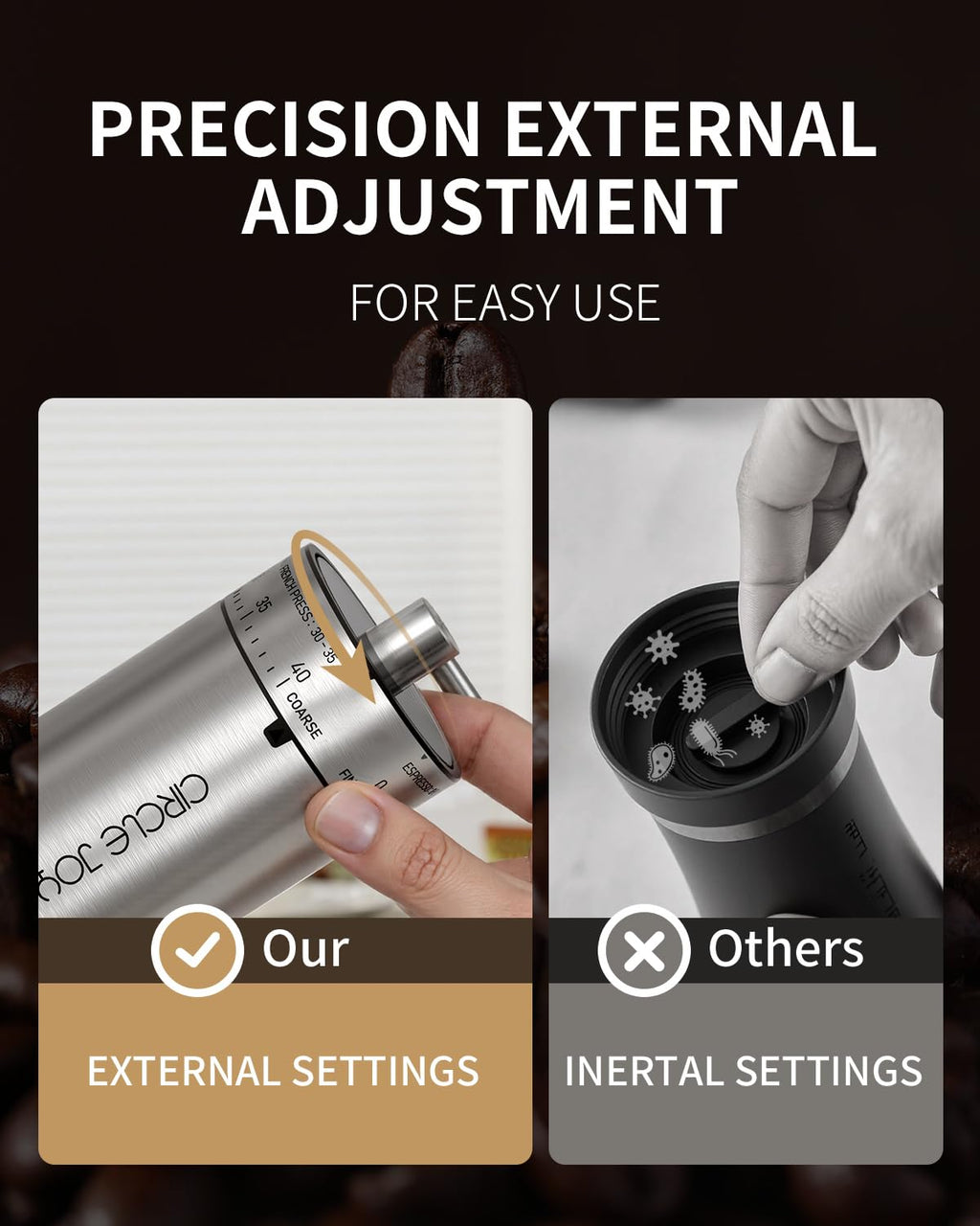 Manual Stainless Steel Burr Coffee Grinder S3230