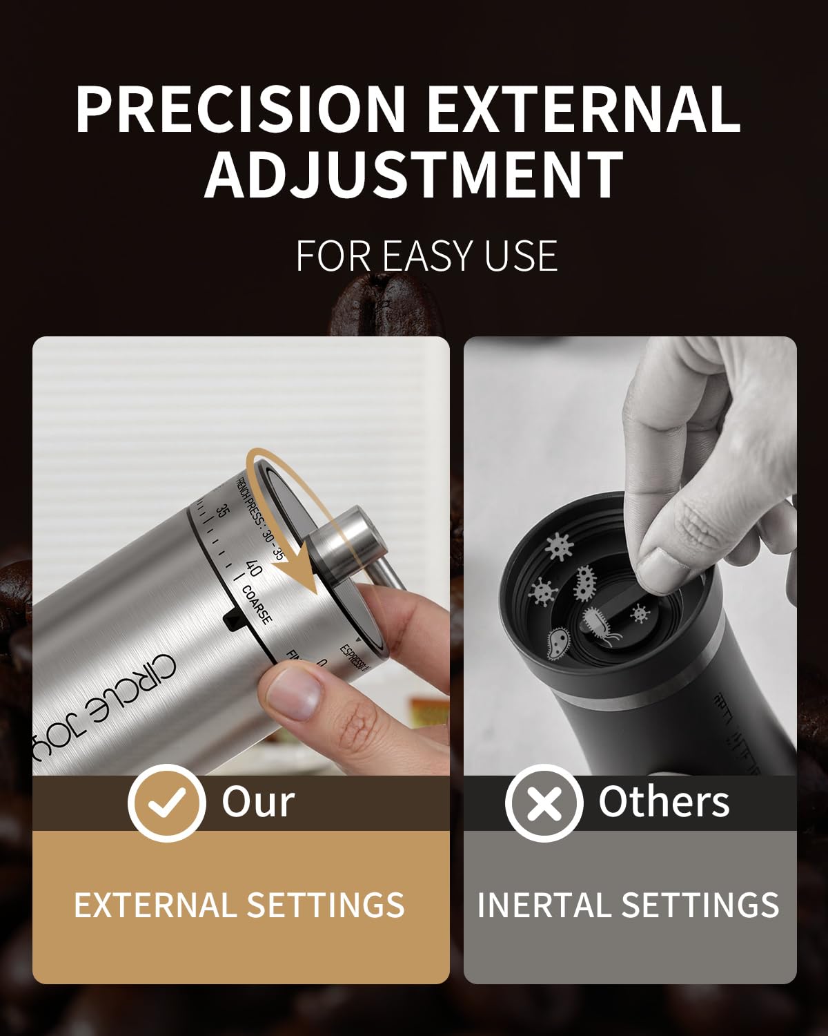 Manual Stainless Steel Burr Coffee Grinder S3230