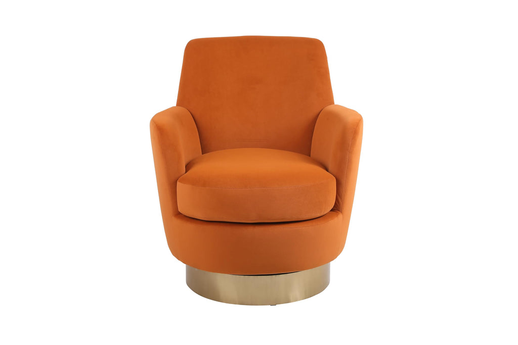 Orange Velvet Swivel Tufted Armchair N623