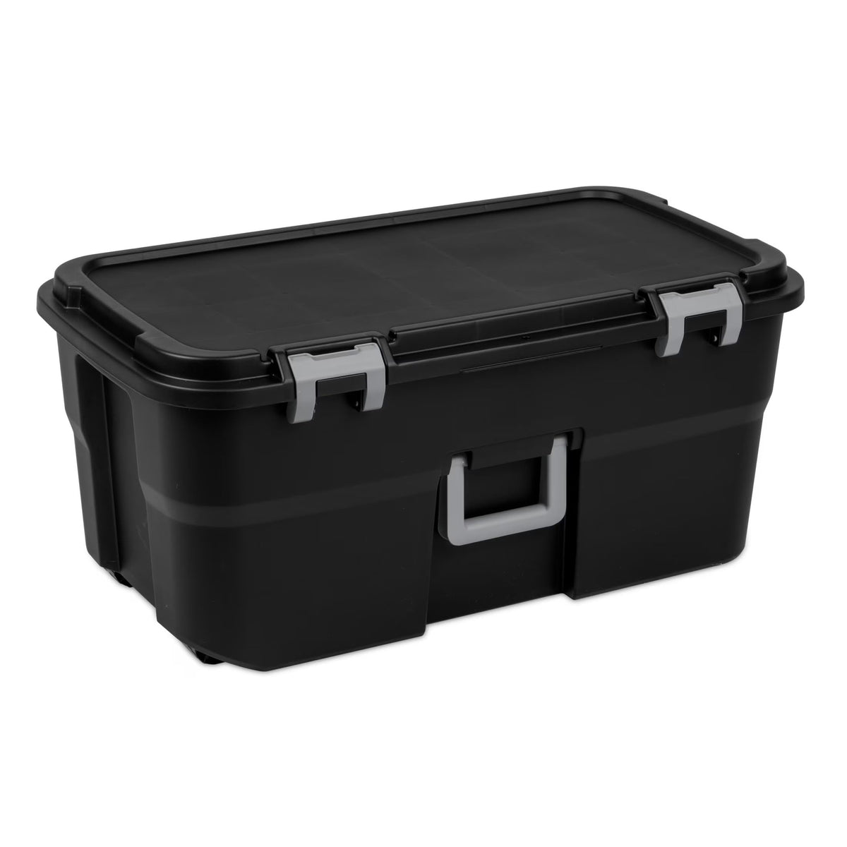 22 Gallon Black Wheeled Plastic Storage Trunk with Handle M453555