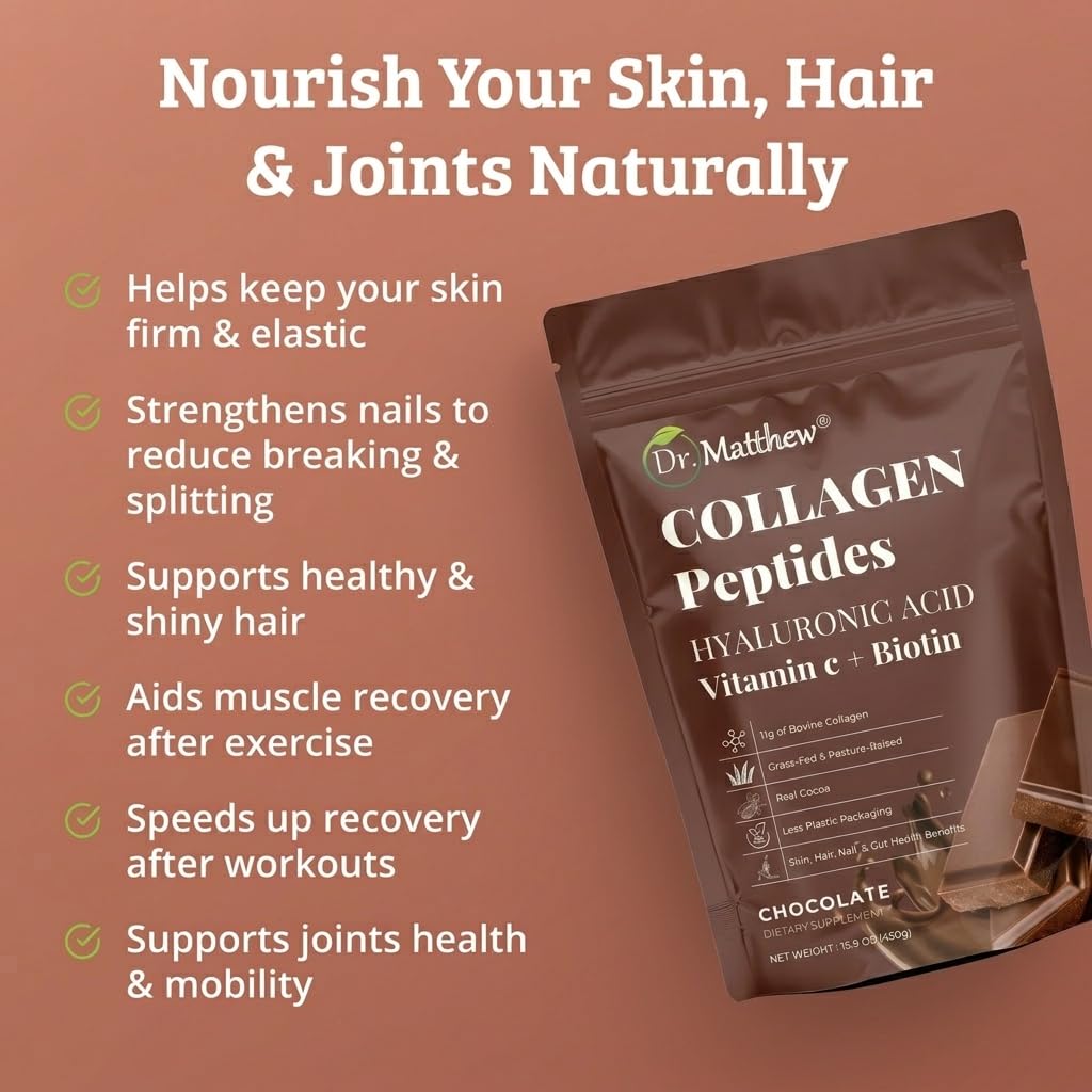 Chocolate Collagen Peptides Powder with Hyaluronic Acid and Vitamin C S256