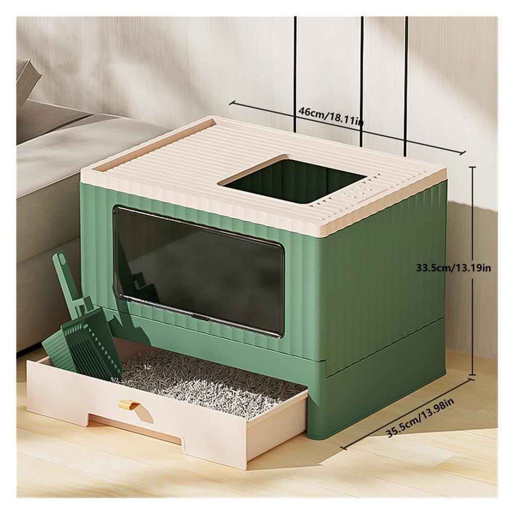 Foldable Cat Litter Box with Lid & Scoop I846923